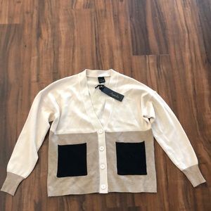 New AAEDA COLOR BLOCK BUTTON UP KNIT CARDIGAN